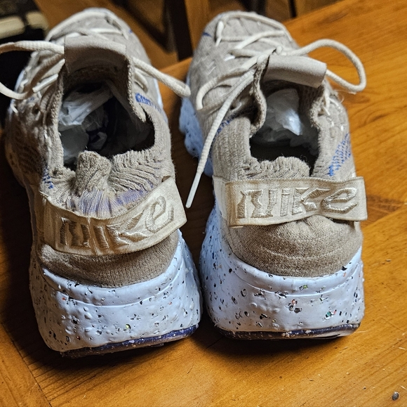 Women's Space Hippy 04 Tan With Blue Swoosh Nike Sneakers - Picture 3 of 5